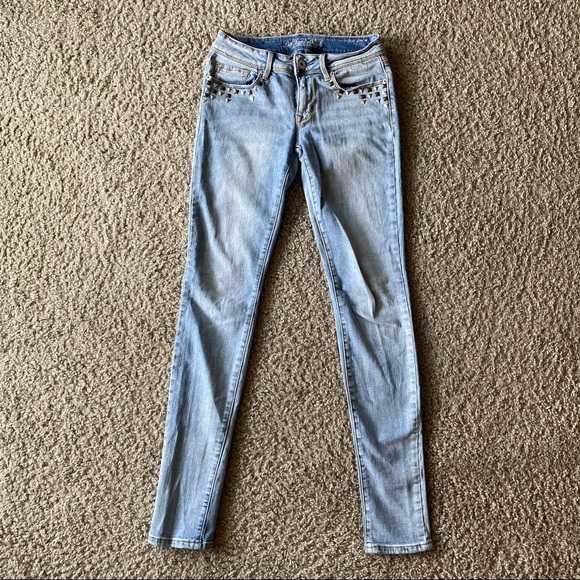 Light Wash Studded Skinny Jeans - Picture 2 of 8